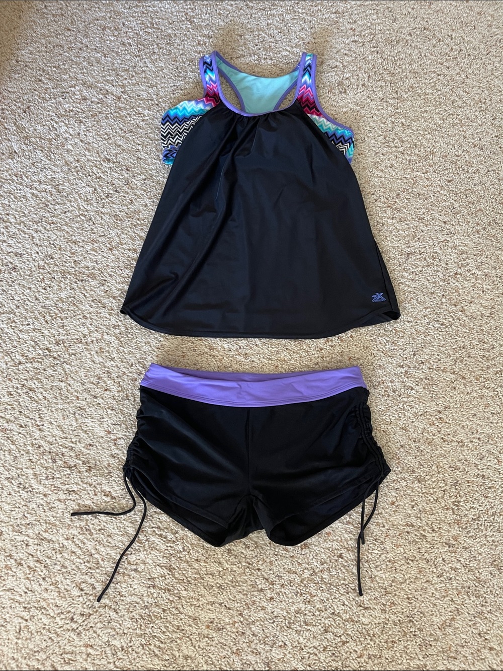 Women’s ' Black & Purple Tankini Swim Set